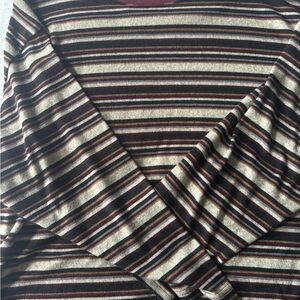 Striped Long Sleeve Sweatshirt in Cream, Black & Brown